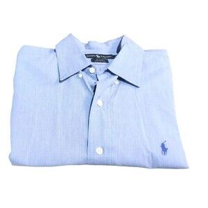 Ralph Lauren  Button Down Shirt Mens Large Blue Pony Blake Short Sleeve VTG